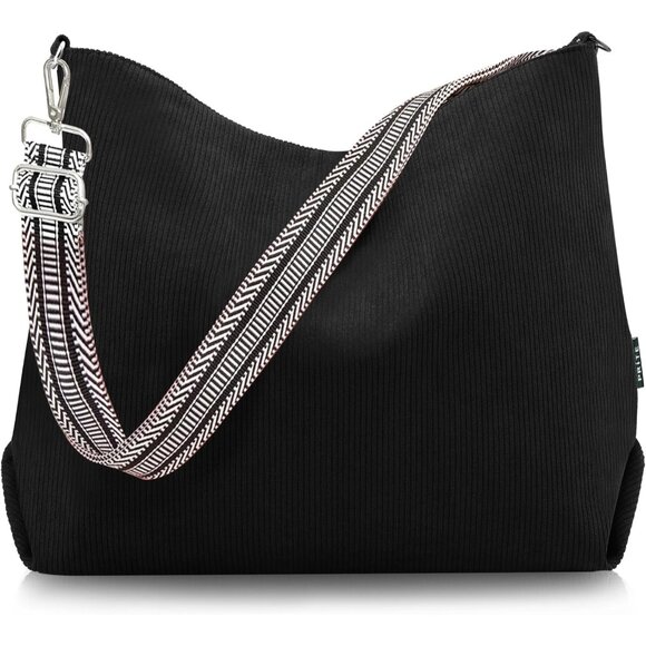 Women’s Corduroy Tote Bag Large Capacity Adjustable Straps for Work Travel - Picture 1 of 8